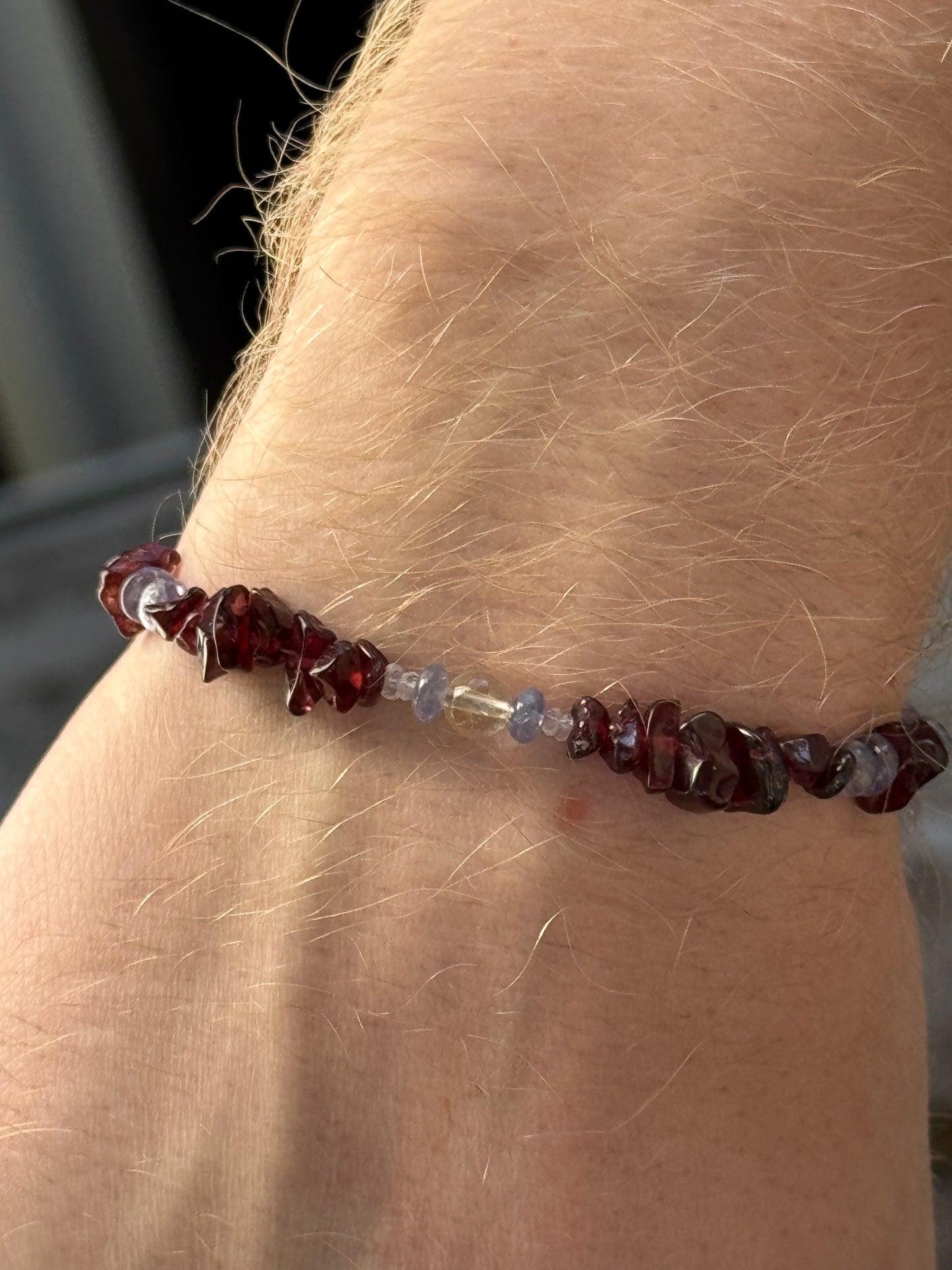 Tanzanite + Garnet + Moonstone + Rutilated Quartz