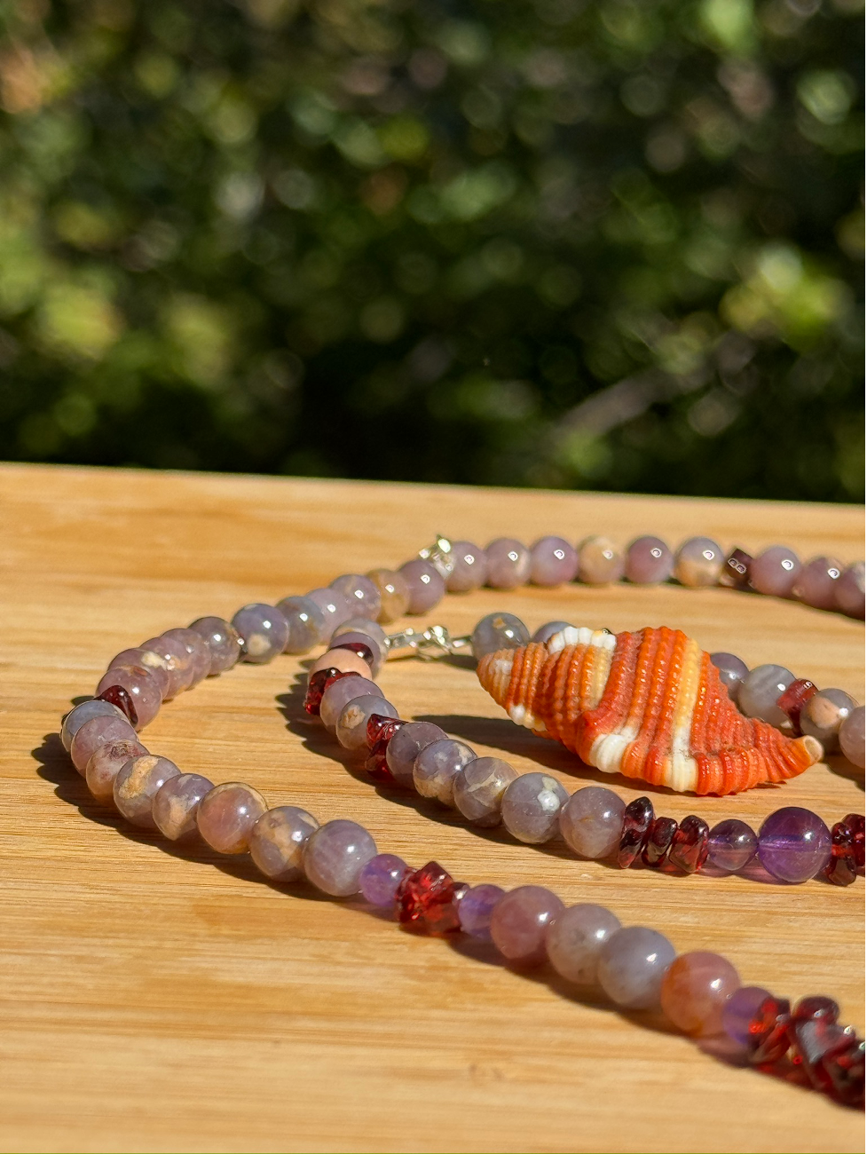 Madagascar Rose Quartz + Garnet + Amethyst - Necklace and Bracelet Set